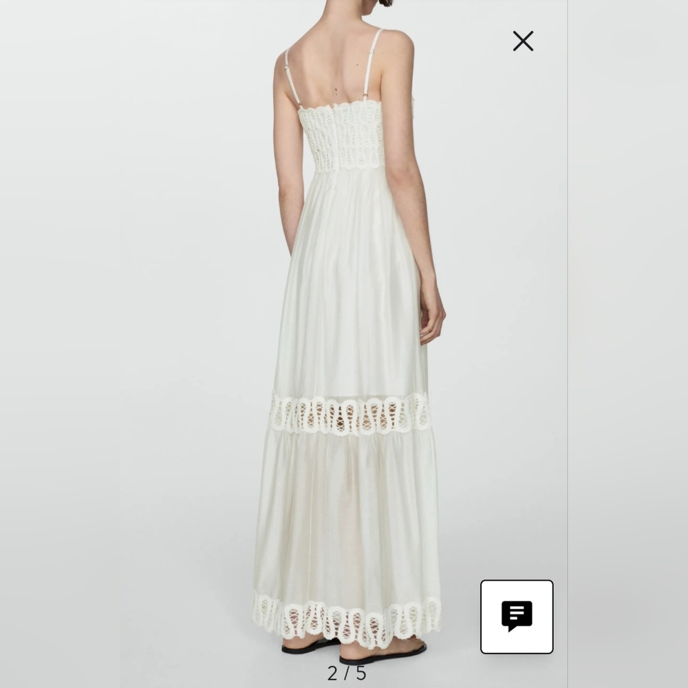 Mango‎ White Lace-Trim Maxi Dress NWT Boho Cottagacore Bridal Graduation - Picture 8 of 8
